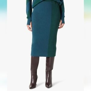 The Drop Knit Midi Skirt NWT L Sweater Color Block Fitted